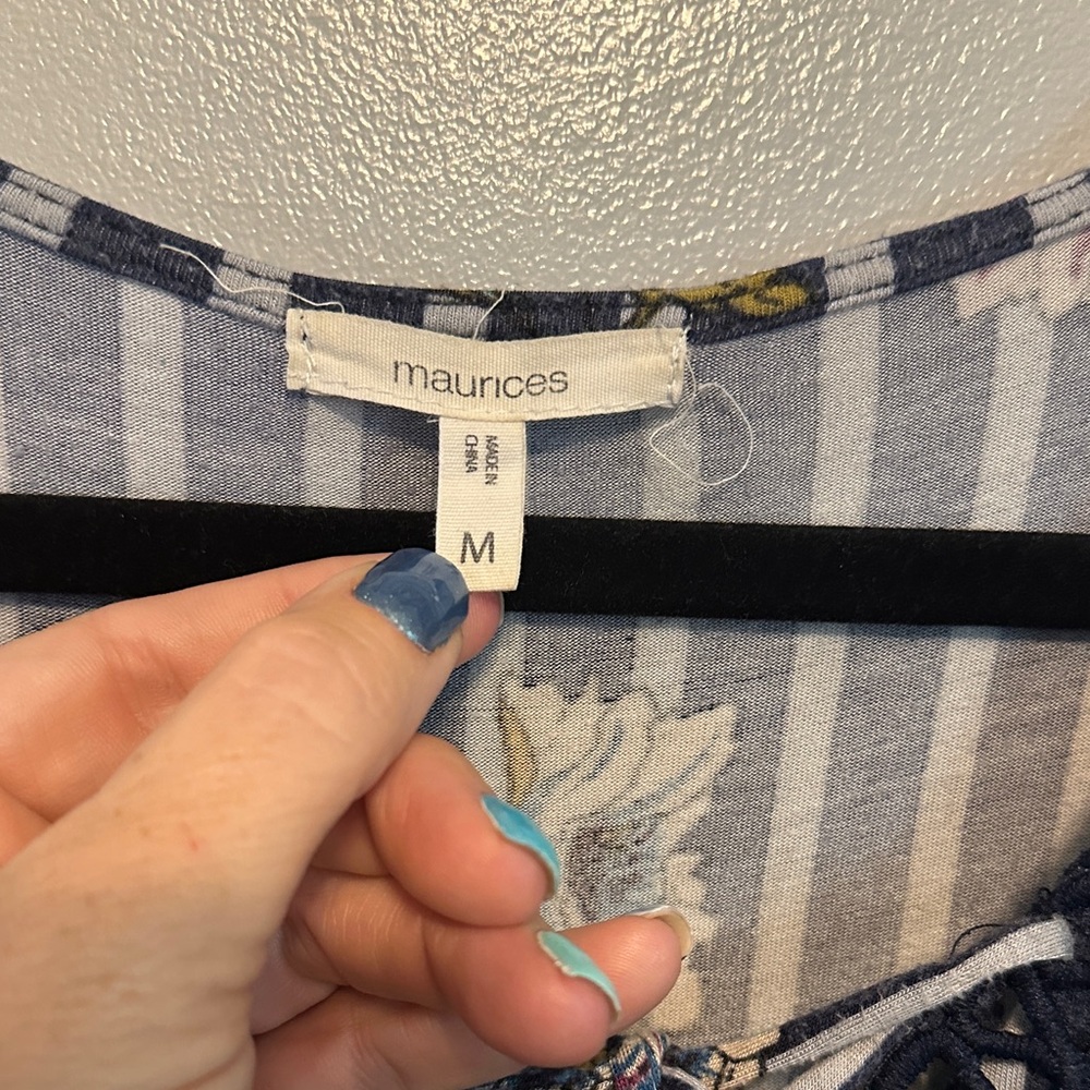 Maurices Navy Floral Striped Tank Top - Picture 2 of 5